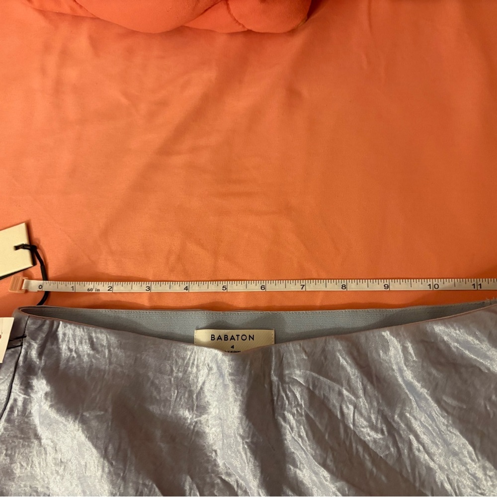 Aritzia Babaton Sz 4 Satin Acetate Slip Mini Skirt Baby Blue - Picture 3 of 3